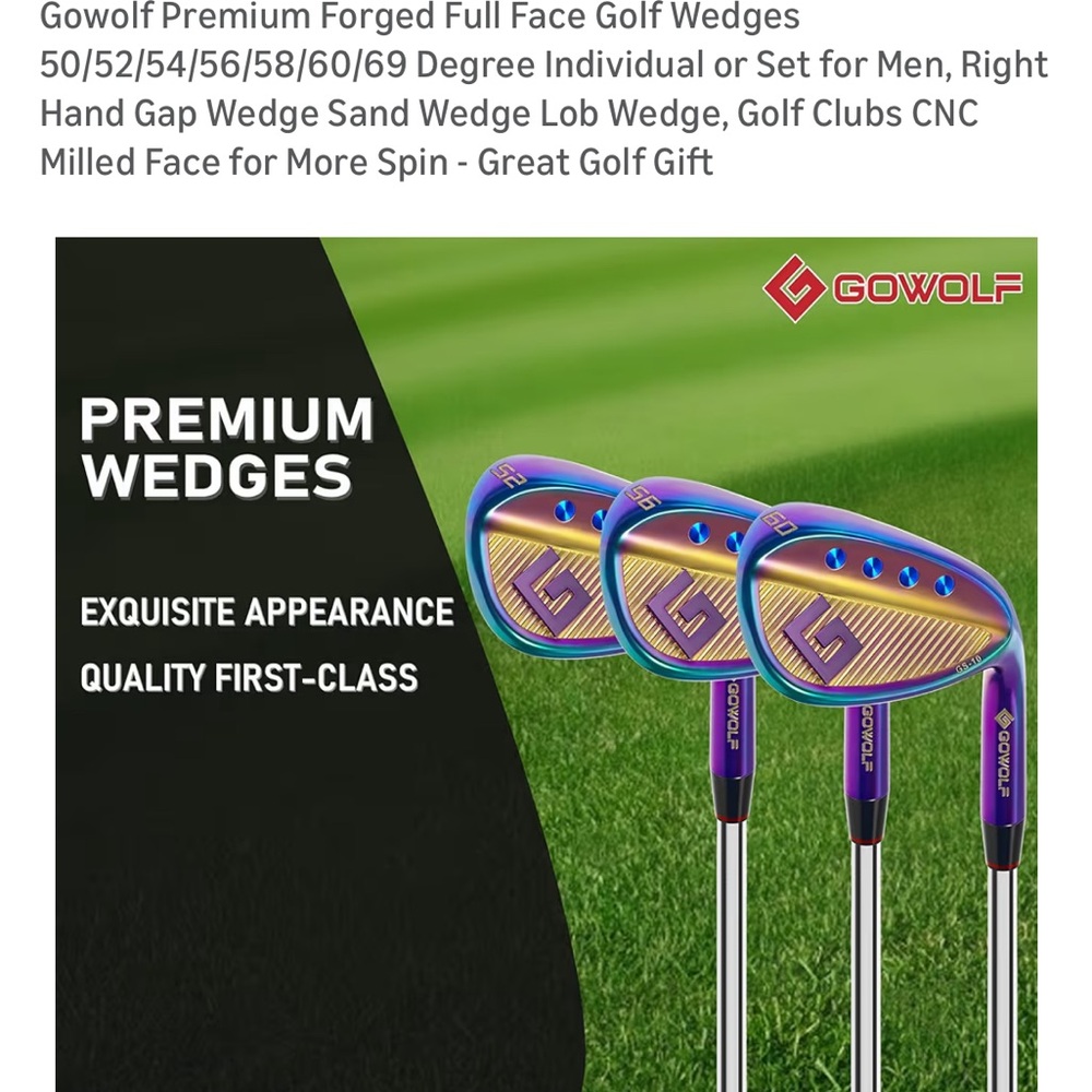 WOLF Iridescent Golf Wedges with Blue Grip - Picture 2 of 3